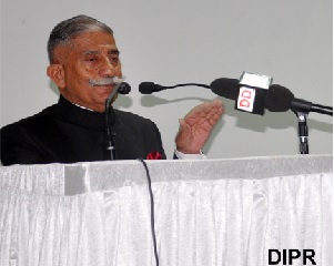 The Governor of Arunachal Pradesh Brig. (Dr.) B.D. Mishra (Retd) delivering speech on the state level  painting competition on Energy Conservation organised by NHPC to promote energy conservation and prevent energy misuse at State Banquet Hall, Itanagar on 14th November�2017.